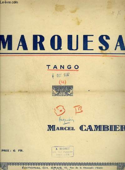 MARQUESA - TANGO POUR PIANO.