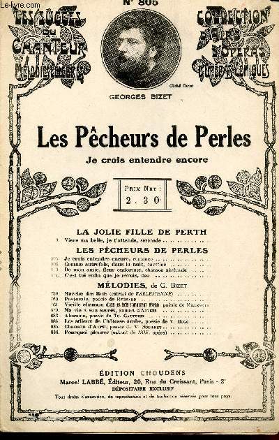 LES PECHEURS DE PERLES - OPERA COMIQUE EN 3 ACTES - ROMANCE N805