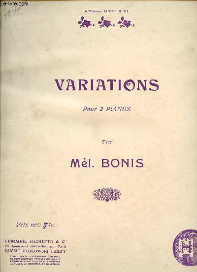 VARIATIONS - A MADAME ALBERT HECHT - POUR DEUX PIANO