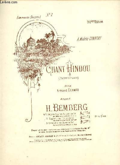 CHANT HINDOU - A MADAME CONNEAU - N1 VIOLONCELLE, PIANO