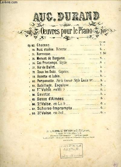 OEUVRES POUR LE PIANO - CHACONE - OP62