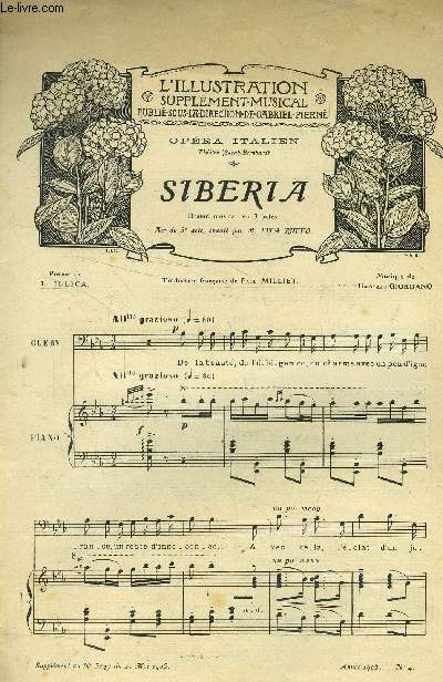 L'illustration , supplment au N 3247, 20 mai 1905: Siberia, pour piano et chant
