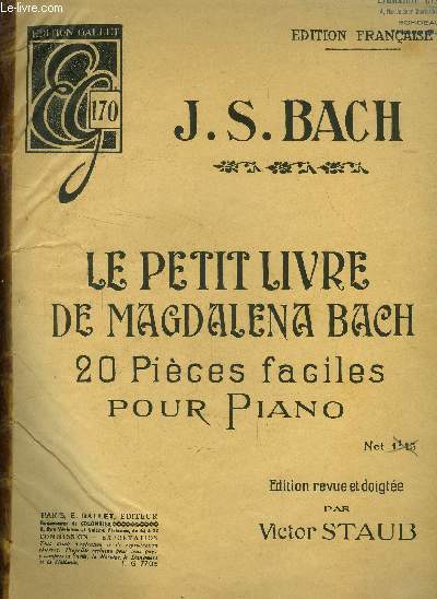 Le petit livre de magdalena bach, 20 pices faciles pour piano