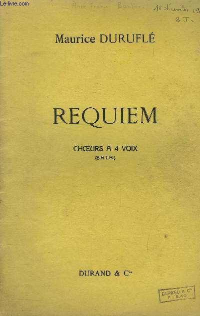 Requiem, choeurs a 4 voix