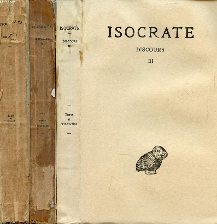 ISOCRATE, DISCOURS, 3 TOMES (INCOMPLET)