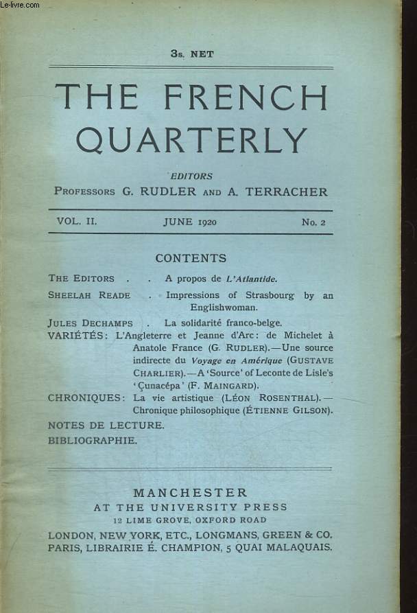 THE FRENCH QUATERLY, VOL.II, JUNE 1920, N2