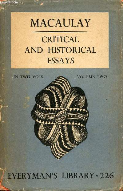 CRITICAL AND HISTORICAL ESSAYS, VOL. II