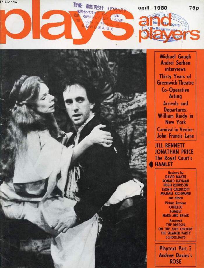 PLAYS AND PLAYERS, VOL. 27, N 7 (319), APRIL 1980 (Contents: As if for the first time Michael GoughTheatre of Enthusiasm (Greenwich) Eric Braun Matters of the HeartAndrei Serban Co-operative acting Pat Butcher Carnival in Venice John Francis Lane...)