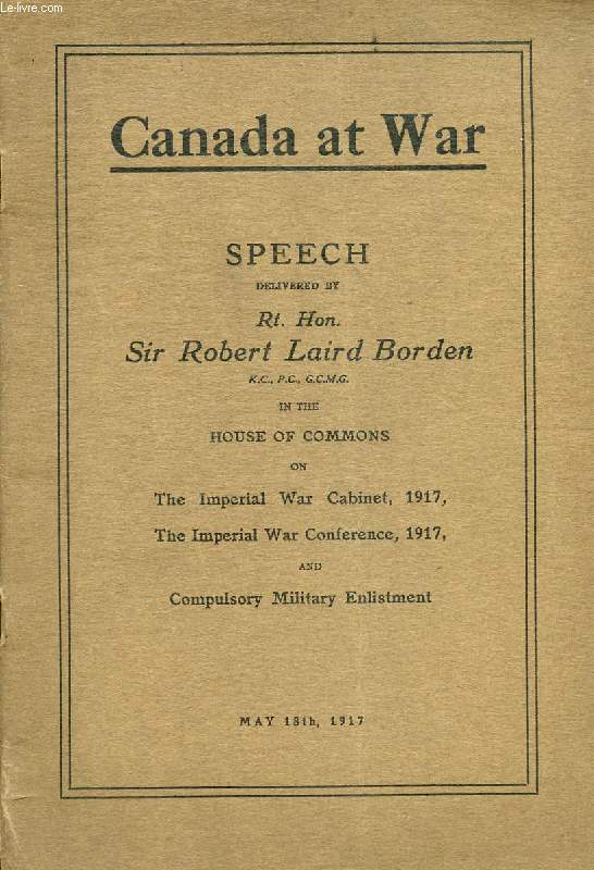 CANADA AT WAR, SPEECH