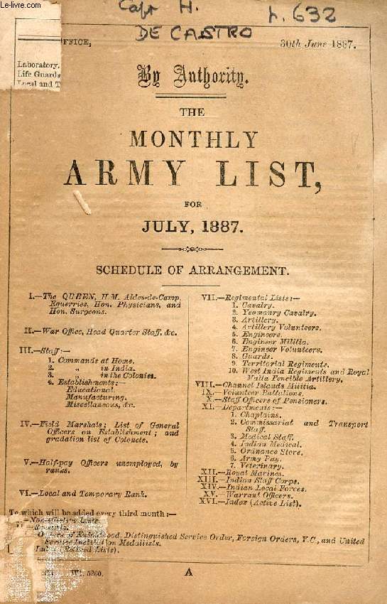 THE MONTHLY ARMY LIST, FOR JULY 1897