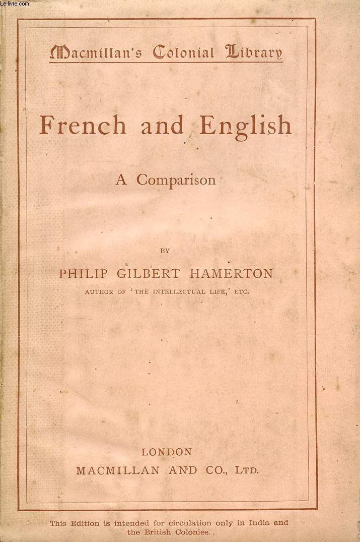FRENCH & ENGLISH, A COMPARISON