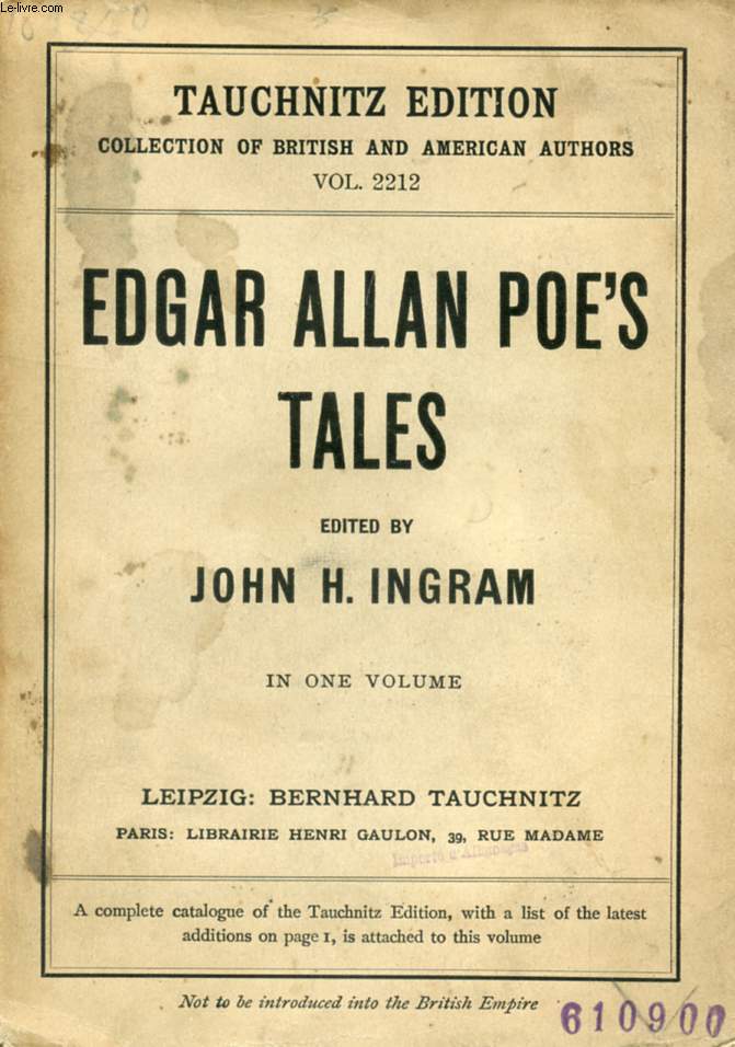 TALES BY EDGAR ALLAN POE (COLLECTION OF BRITISH AND AMERICAN AUTHORS, VOL. 2212)