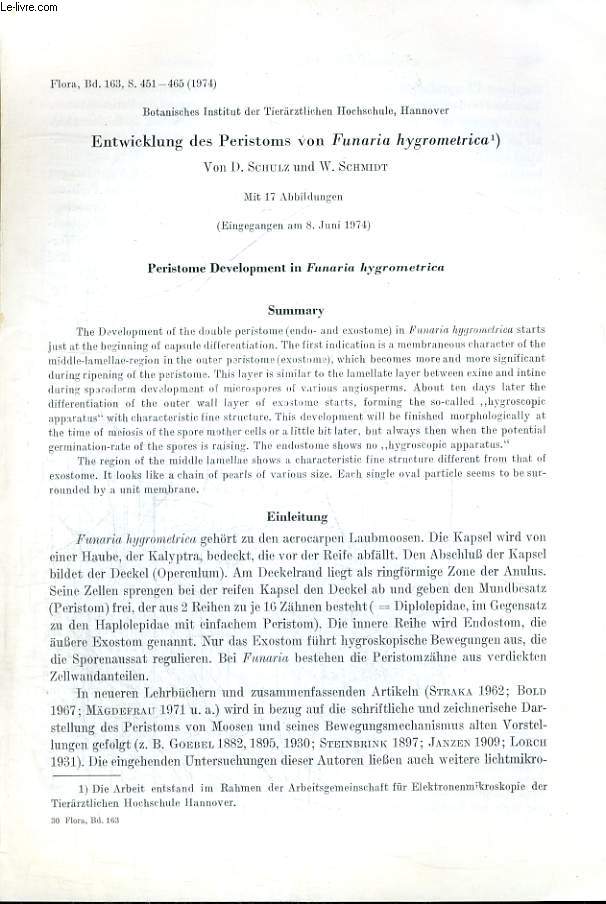 FLORA, BD. 163, S.451-465, 1974. ENTWICKLUNG DES PERISTOMS VON FUNARIA HYGROMETRICA.
