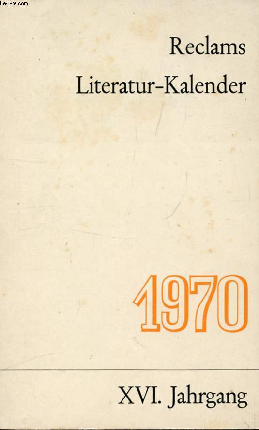 RECLAMS LITERATUR-KALENDER 1970
