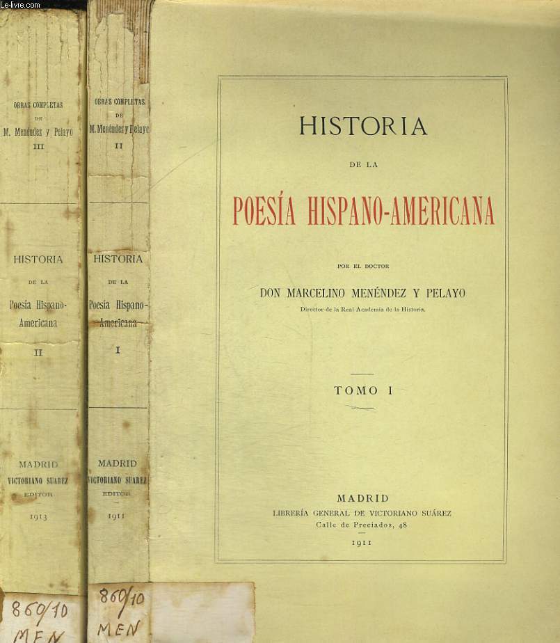HISTORIA DE LA POESIA HISPANO-AMERICANA, TOMO I, TOMO II
