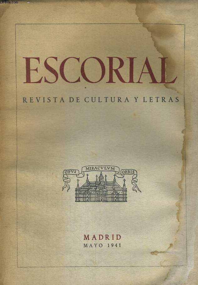 ESCORIAL, REVISTA DE CULTURA Y LETRAS, N7, MAYO 1941