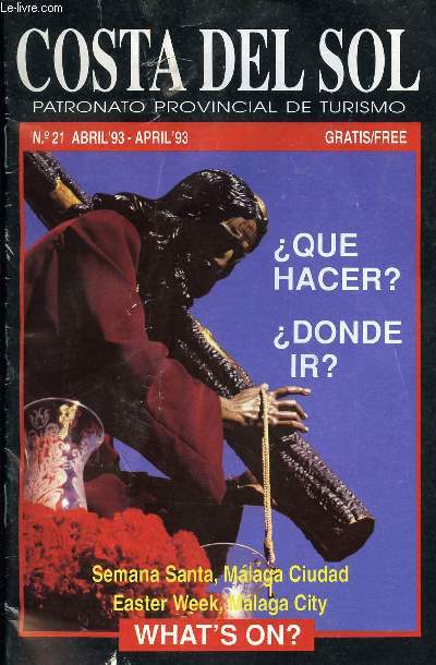 COSTA DEL SOL, N 21, ABRIL 1993, PATRONATO PROVINCIAL DE TURISMO