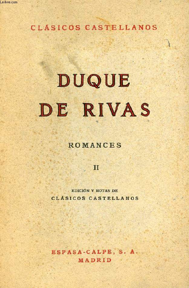DUQUE DE RIVAS, ROMANCES, II, CLSICOS CASTELLANOS, N 12