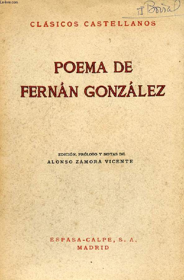 POEMA DE FERNAN GONZALEZ, CLSICOS CASTELLANOS, N 128
