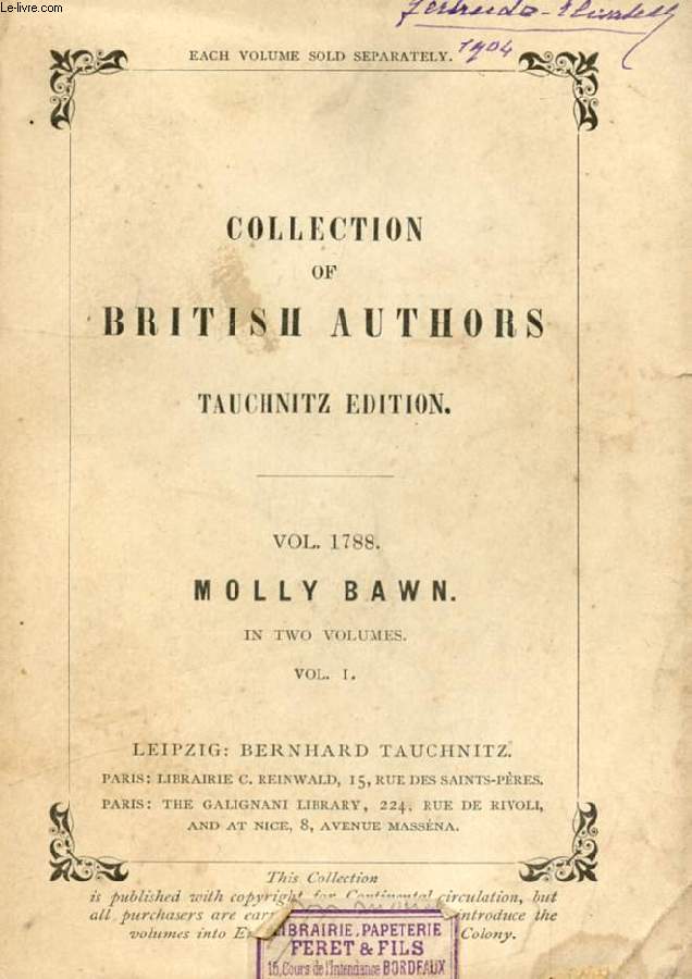 MOLLY BAWN, 2 VOLUMES (COLLECTION OF BRITISH AUTHORS, VOL. 1788, 1789)
