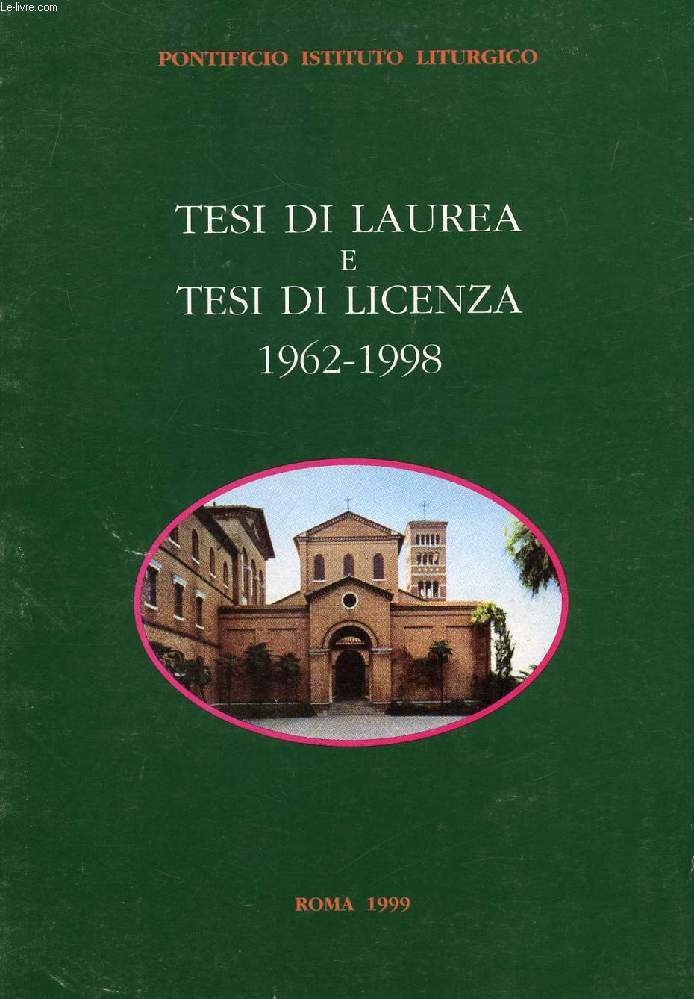 TESI DI LAUREA E TESI DI LICENZA, 1962-1998