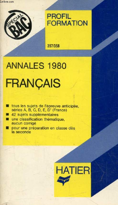 ANNALES FRANCAIS 1980 (Profil Formation, 357-358)
