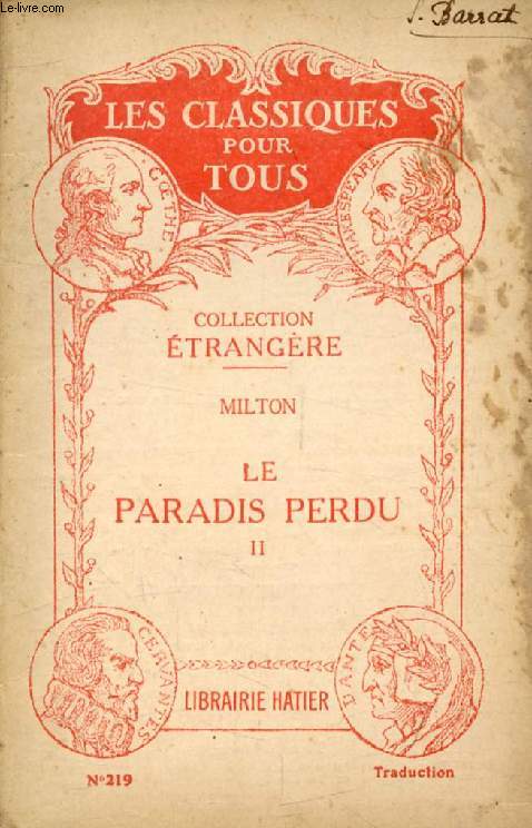 LE PARADIS PERDU, TOME II (LIVRES VII-XII) (Traduction) (Les Classiques Pour Tous)