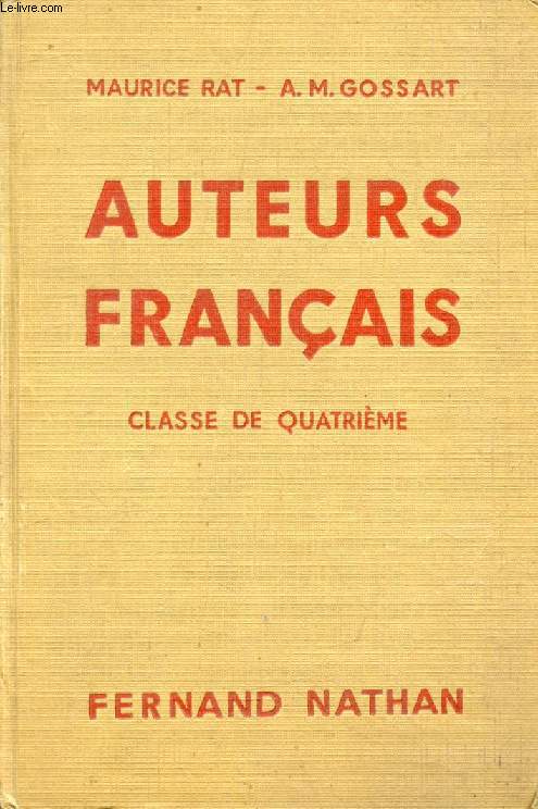 AUTEURS FRANCAIS, CLASSE DE 4e