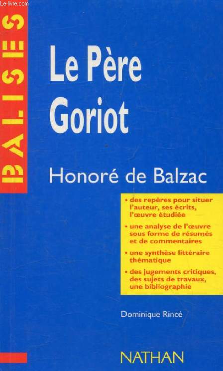 LE PERE GORIOT, HONORE DE BALZAC (BALISES)
