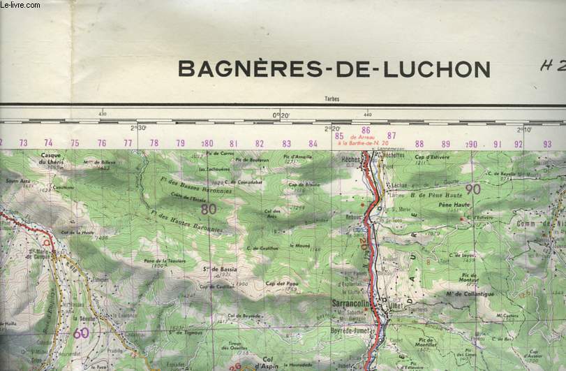 INSTITUT GEOGRAPHIQUE NATIONAL 1:50 000 BAGNERES-DE-LUCHON H24