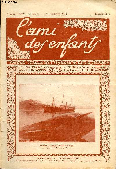 L'ami des enfants, journal illustr de l'enfance et de la jeunesse - Hebdomadaire n2271 - 10 septembre 1927 - La pche de la baleine dans la mer polaire