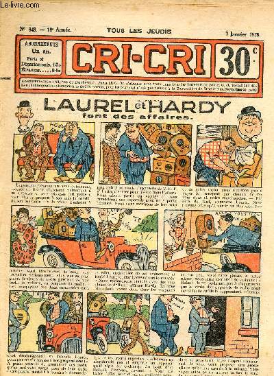 Le Cri-Cri - 2eme srie - anne 1935 - hebdomadaires n849  900 - du 3 janvier au 26 dcembre 1935 - COMPLET - Laurel et Hardy ... - La leon - Les quatre cents coups de patatras - tes est pris qui croyait prendre - l'aventure de M. Blesprit - Le ...