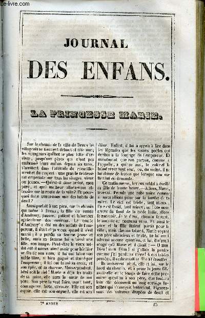 Le Journal des Enfans - extrait du tome 7 - 7eme anne - La princesse Marie par Jules Janin