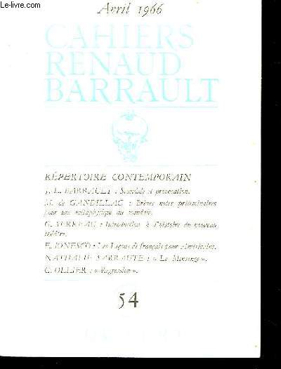 Cahiers Renaud - Barrault N54 : Rpertoire Contemporain