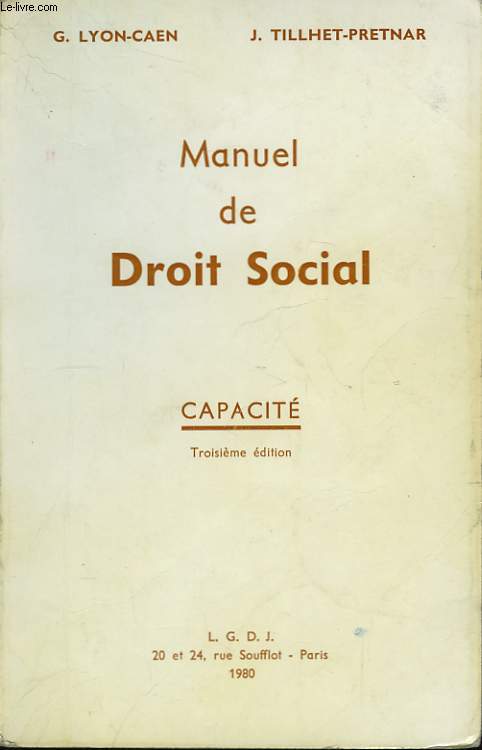 Manuel de Droit Social. Capacit.