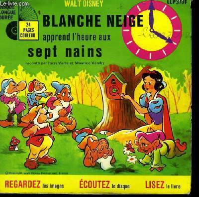 Blanche Neige apprend l'heure aux sept nains.