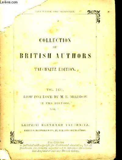 Collection of British Authors. Lost For Love, Vol. 1.