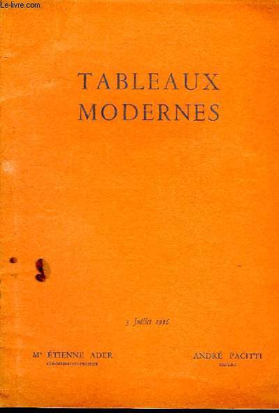 Catalogue de ventes aux enchres de Tableaux Modernes.