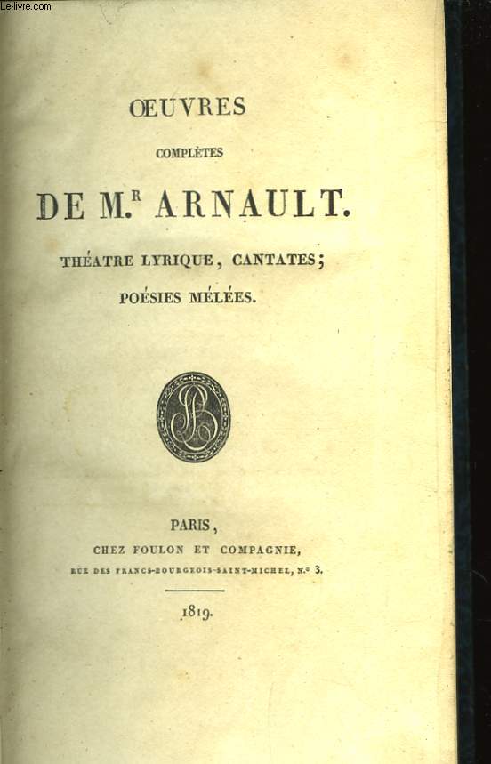 Oeuvres compltes de Mr. Arnault. TOME 5