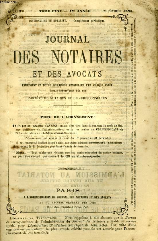 Journal des Notaires et des Avocats.