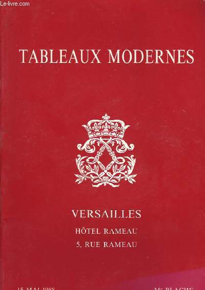 Catalogue de Ventes aux Enchres, de Tableaux Modernes.