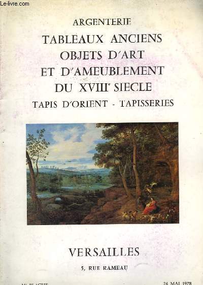 Catalogue de Ventes aux Enchres, d'Argenterie, Tableaux anciens ...