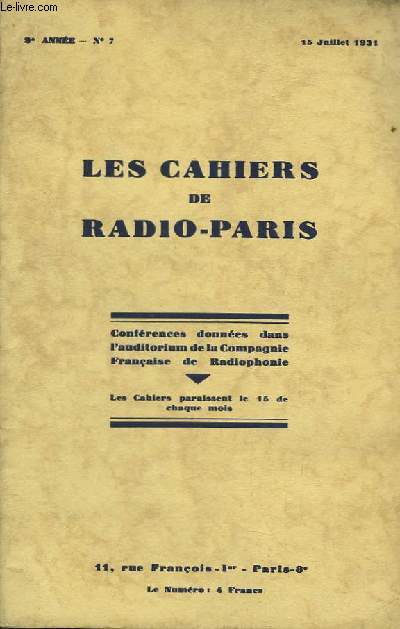 Les Cahiers de Radio-Paris. N7, 2me anne.