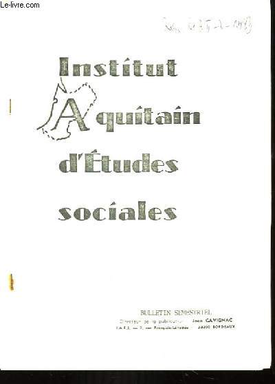Institut Aquitain d'Etudes Sociales. Bulletin n39