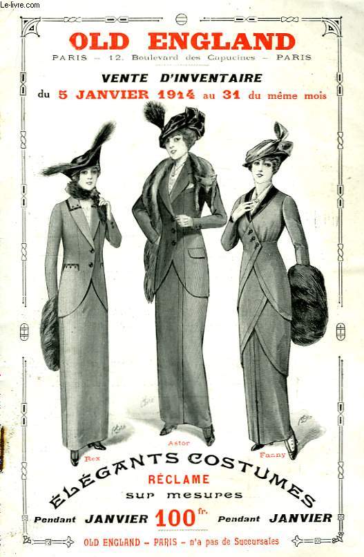 Catalogue Old England 1914, lgants costumes.