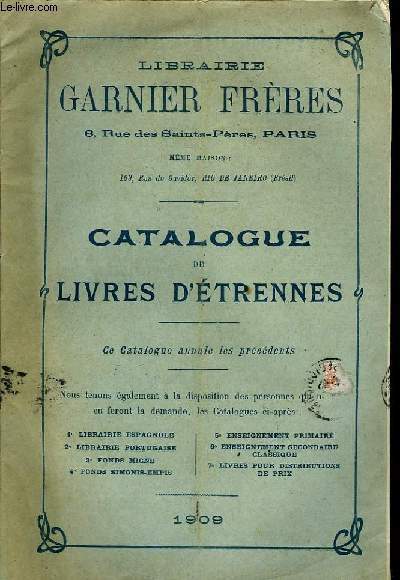 Catalogue de Livres d'Etrennes 1909