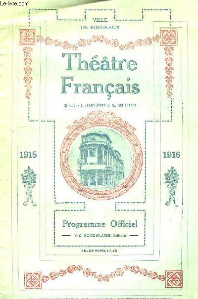 Thtre Franais. Programme officiel 1915 - 1916