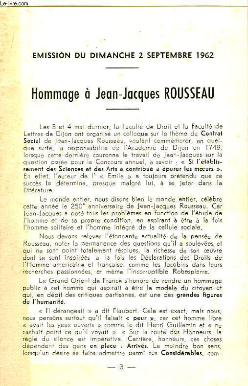 Hommage  Jean-Jacques Rousseau - Pour une Justice Sociale - L'Humanit face aux dangers et consquences de l'explosion des bombes atomiques - Blasco Ibaez - L'Humanit et la Radioactivit.