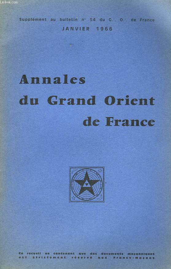Annales du Grand Orient de France. N54