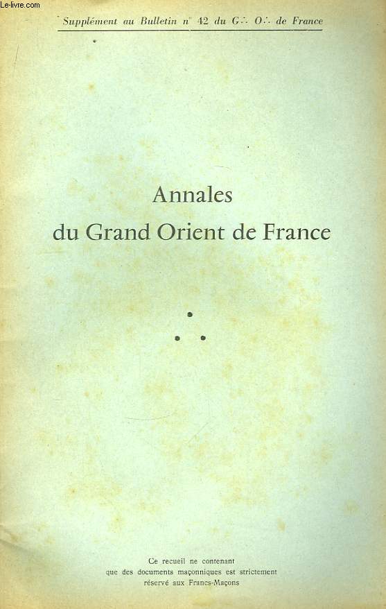 Annales du Grand Orient de France. N42